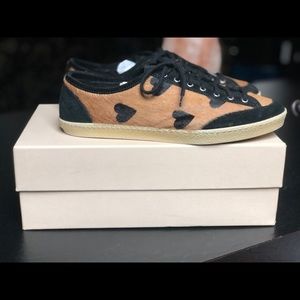 BURBERRY Botreaux Heart-Print Calf Hair Sneaker